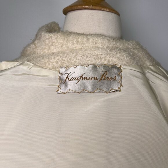 Vintage 60s Kaufman Bros Cream Boucle Wool Swing Coat Mod Mid Century *READ - Picture 12 of 16